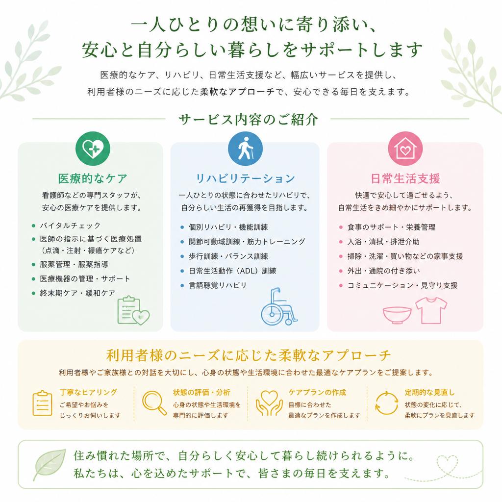 多様なサービスがサポートする自宅療養